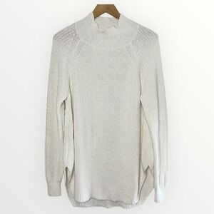 NWOT MAEVE‎ Anthropologie Oversized White Cotton Blend Tunic Sweater, Large